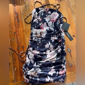 LULUS Springtime Bliss Floral Mesh Bodycon Mini Dress Women’s Small NWT NEW